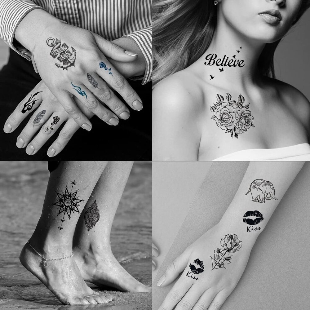 72 Sheets Temporary Tattoos for Women and Girls, Flower / Butterfly Temporary Ta - Picture 4 of 7